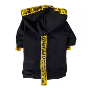 Woof White - Yellow Stripe Hoodie